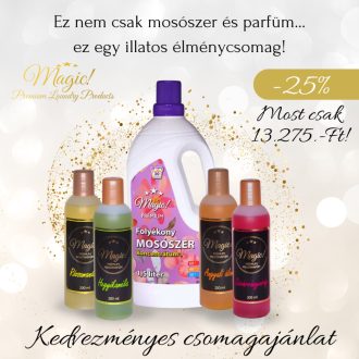   Balíček MW01 Obsah: 4 ks 200 ml Magic! prací parfum + 1,5 l Magic! tekutý prací prostriedok