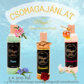   Csomagajánlat MW02 Magic! Mosóparfüm válogatás 3x200 ml+ AJÁNDÉK 4 db különböző termékminta 